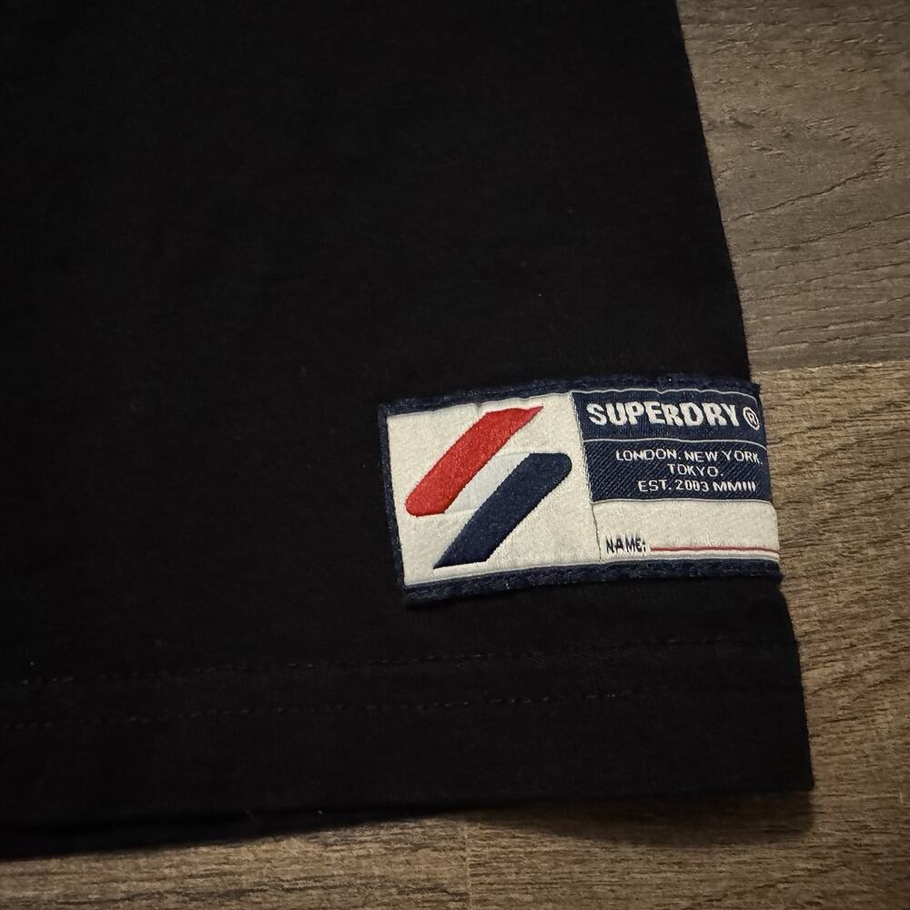 SUPERDRY Chenille Patch And Embroidery Black Short Sleeved Tee Sz Small - Picture 6 of 9